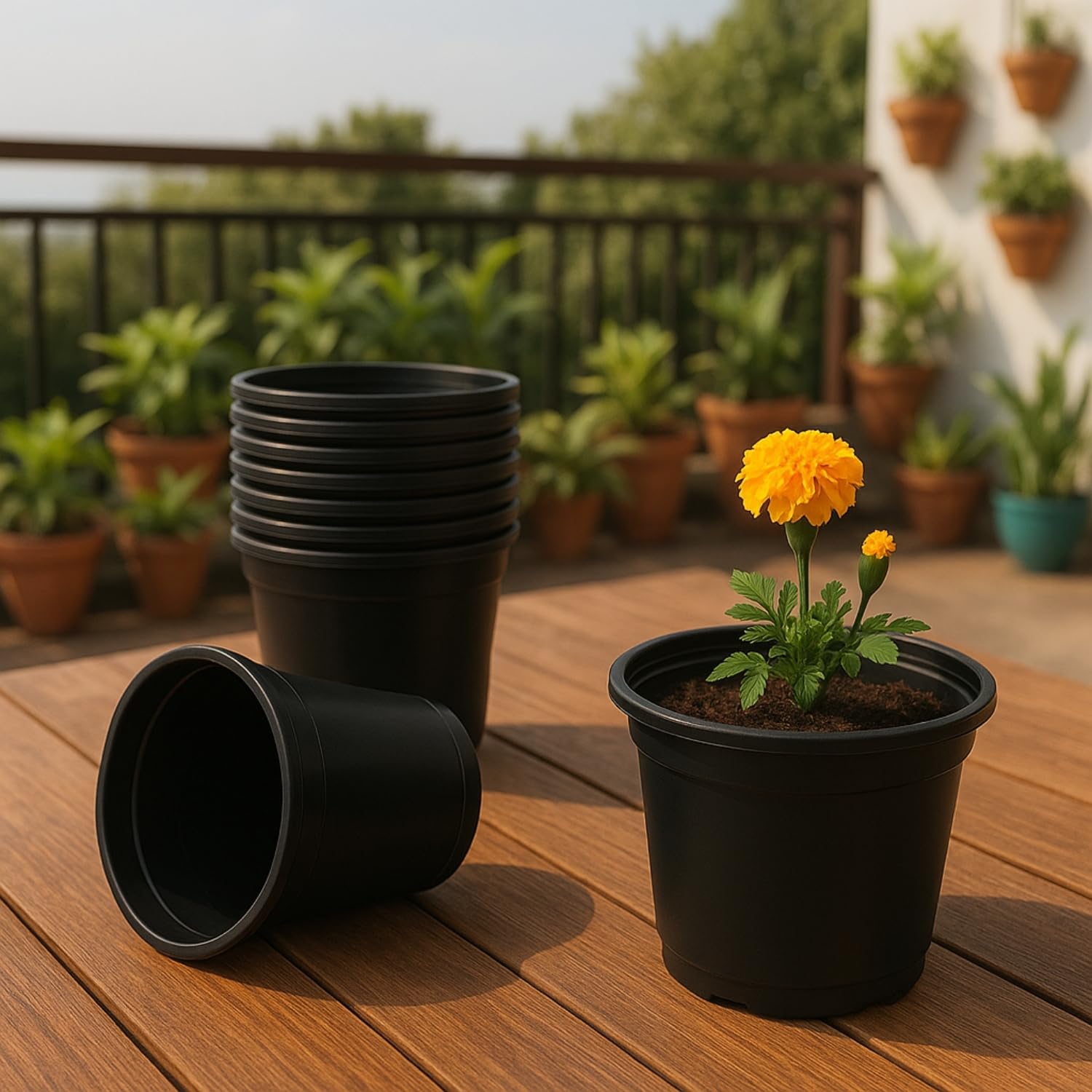 Kraft Seeds Nursery Pots 4 Inch Pack of 10, Black Plant Pot with